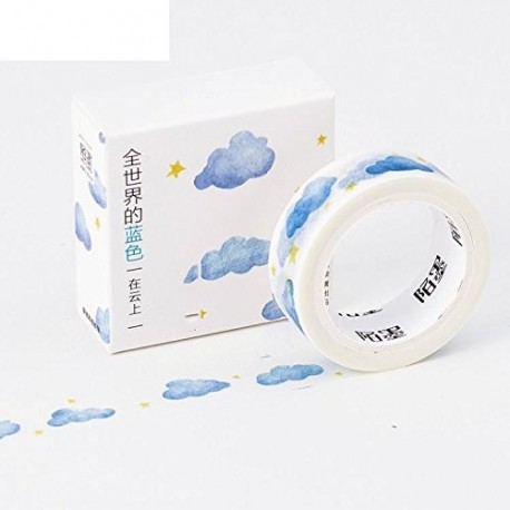 WRITIME Blue Notes Gotas de lluvia Banderas del bosque Estrellas Nubes Decorativas Washi Tape Diy Scrapbooking Cinta adhesiva