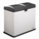 Mari Home - Cubo de basura de 48 l, blanco, de acero, con 2 compartimentos de 24 l cada uno, con pedal, para reciclaje, para 