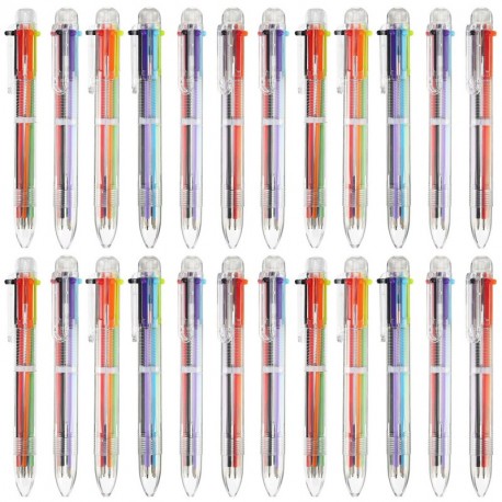 20 Piezas de Bolígrafos de Bola Retráctiles de 6 en 1 Bolígrafo de Bola de Multicolor para Materiales de Oficina Escuela Rega