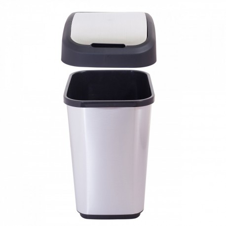 Hogar y decoración HD Youngsun Papelera 14 Litros 28.5 x 23 x 39 cm Papelera de plástico PP en acero inoxidable Look / Blac