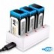 Juego de 3 PCS 9V Pilas Recargables y Cargador de 3 Ranuras 9V Keenstone 800mAh Batería de Litio 9V PP3 Recargable Baja Autod