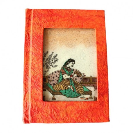 Splendid Indian espléndida pintura en gema tradicional india en miniatura en vidrio hecho a mano de la libreta de papel recic