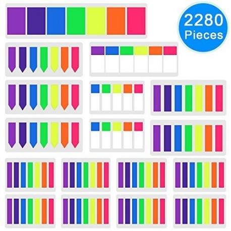 AUSTOR 2280 Piezas Marcadores Adhesivos Páginas Indices Pegajosas Colores Etiquetas de Escribir para Marcador de Página, 17 C