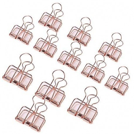 Espoy Metal pinzas archivo papel Binder Clips Hollow forma para oficina cocina uso oro Pack de 12 