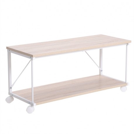 SONGMICS Mesa para TV, Mueble para televisor con Ruedas, Soporte de TV versátil con Estante, 2 Niveles Abiertos, para Recepto
