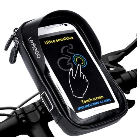 LEMEGO Soporte Bolsa Impermeable para Móvil Bicicleta, Manillar con Rotación 360 para Ciclismo, con Pantalla Táctil para Móvi