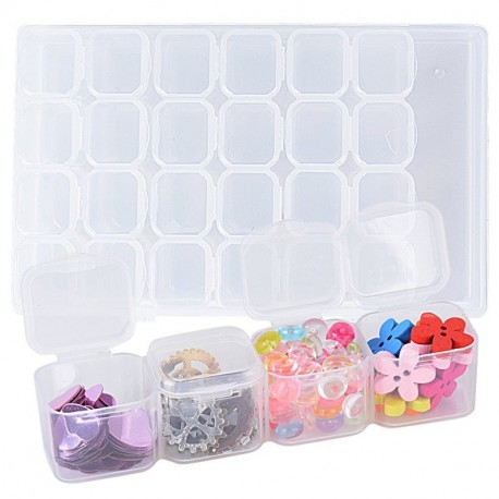 Caja de Almacenamiento de Plástico Transparente con 28 Compartimentos Organizador Joyas Pendientes pastillas Decoraciones de 