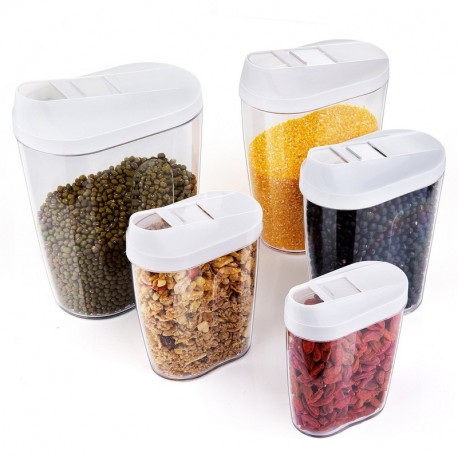 ZWOOS Plástico de Alimentos Secos Cereale Caja de Almacenamiento de La Cocina Dispensador de Contenedores con Tapa Hermética,