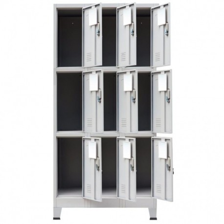 Festnight Mueble Archivador Armario de oficina Acero Con 9 Compartimentos y Con un Espejo Gris 90 x 45 x 180 cm