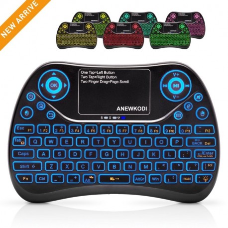 ANEWKODI Mini Teclado con Touchpad Teclado Inalámbrico con Retroiluminación de 7 Colores Combos Recargables para Smart TV, An