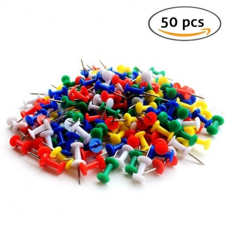 NiceButy - Lote de 50 chinchetas, plástico y metal, de pequeño tamaño, diseño decorativo para panel de anuncios, manualidades