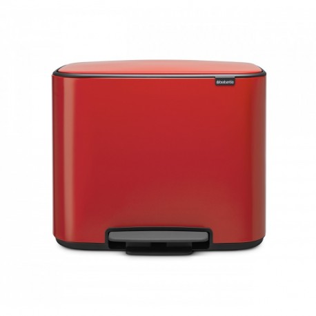 Brabantia Bo Pedal - Cubo de basura, Acero Inoxidable, Rojo, 36 litros