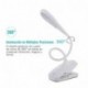 Lámpara Pinza, Lámpara Lectura 3W, 20 LEDs Flexo Pinza LED Carga USB, Uso Inalámbrico con Batería, Control Táctil, 3 Niveles