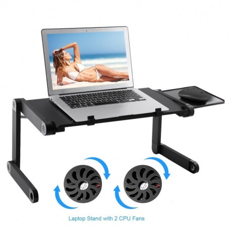 Lapdesk Soporte para Computadoras Portátiles Mesa Escritorio Ergonómica Portátil con Ventilador y Alfombrilla para Mouse/Rató