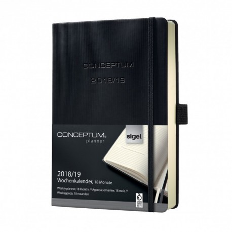 Sigel C1901 Agenda semanal 2018 / 2019, CONCEPTUM, 18 meses, tapa dura, 14,8 x 21,3 cm, negro