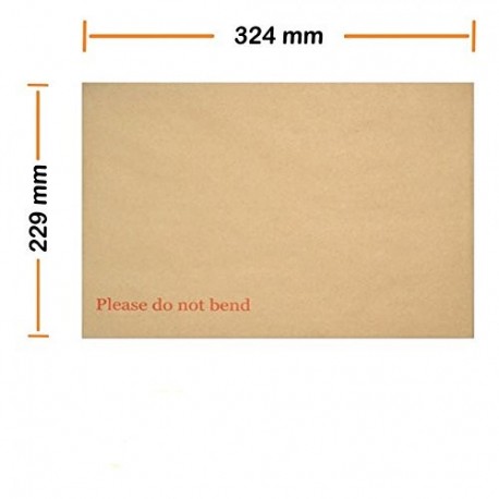 Sobres con base de cartón Arpan, 324 x 229 A4 , con texto en inglés "please do not bend" Pack of 125
