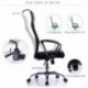 Poptoy - Silla de escritorio giratoria con respaldo alto con malla y altura ajustable para el hogar y la oficina
