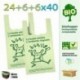 Palucart® - 500 bolsas de compra biodegradables compostables de acuerdo con las directivas de 2018 24 + 6 + 6 x 40 cm 