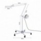 Lámpara de Aumento Lupa Ajustable Vidrio LED con Soporte de Suelo y Ruedas Giratorias Luz Facial Móvil para Salón de Belleza