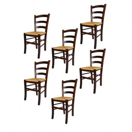 Tommychairs sillas de Design - Set de 6 Sillas Venezia de Cocina, Comedor, Bar y Restaurante, con Estructura en Madera Color 