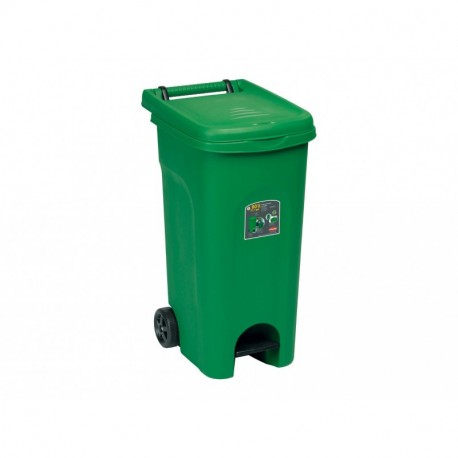 Stefanplast 6431 Cubo con Ruedas Urbano Eco con Pedal, Verde, 38 x 51 x 80 cm