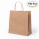 Lote de 100 Bolsas de Papel Kraft 23 x 22 x 9 cm - 100 Gr/m2 - Bolsas Marrones Kraft Retro Natural - Bolsas de Papel Baratas 