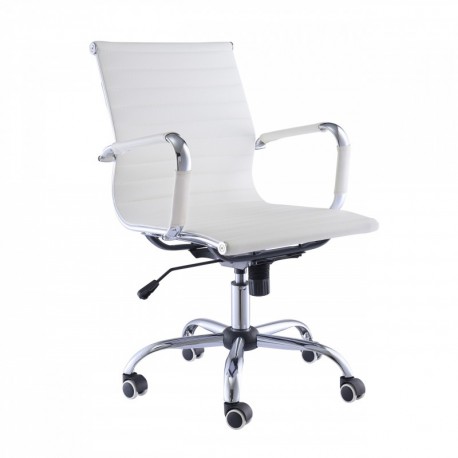 EBS Silla Giratoria Altura Ajustable Oficina Escritorio Giratorio Diseño Ergonómico Respaldo Alto de Piel Sintética Base Crom