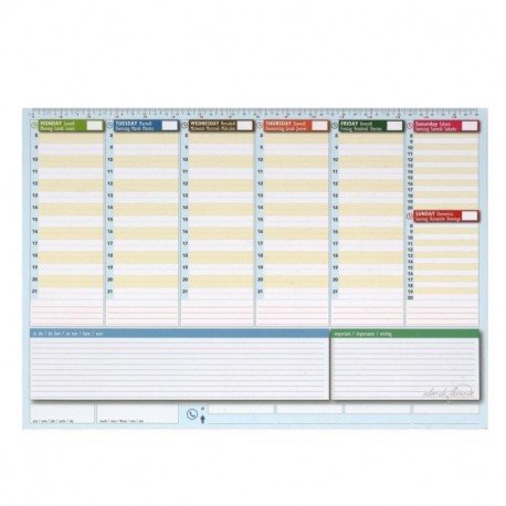 Planificador semanal de escritorio 42 x 30 – Agenda Agenda de mesa perpetua – World Planner