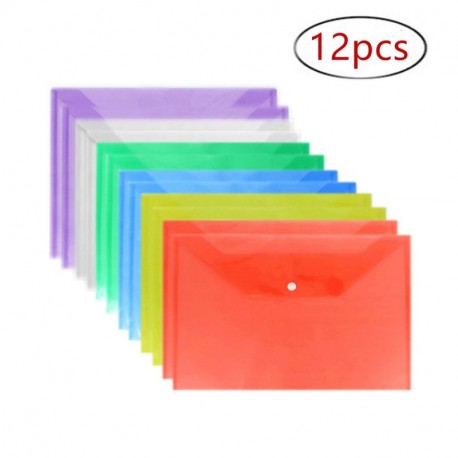 Carpeta para documentos con botón de presión Transparente Colores – Carpeta Sobres carpeta con botón de presión 12 pieza de 