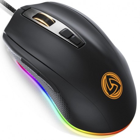 LUDOS FLAMMA Ratón Gaming RGB 10.000 DPI 7 Botones Programables Gaming Mouse USB Ergonómico con Cable con【Software Español】In