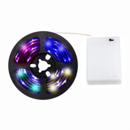 cuzile batería Leuchten RGB Tiras bicicleta luz 200 cm LED RGB Strip Multicolor Luz + Mini Controlador pilas alcalinas Box