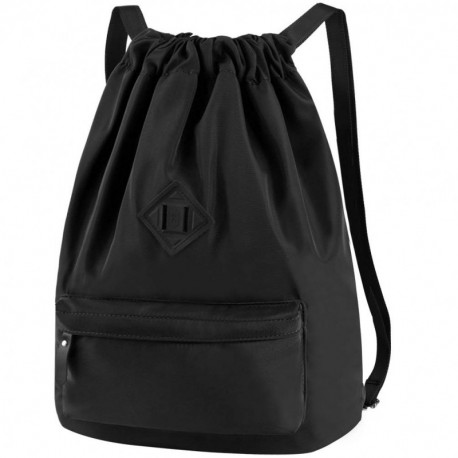 Vbiger Mochila de Cuerda Unisex Negro