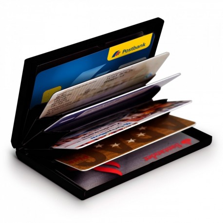 MyGadget Billetera de Aluminio con Bloqueo RFID NFC para Tajetas de Crédito Slim - Cartera Tarjetero de Metal con 6 Compartim
