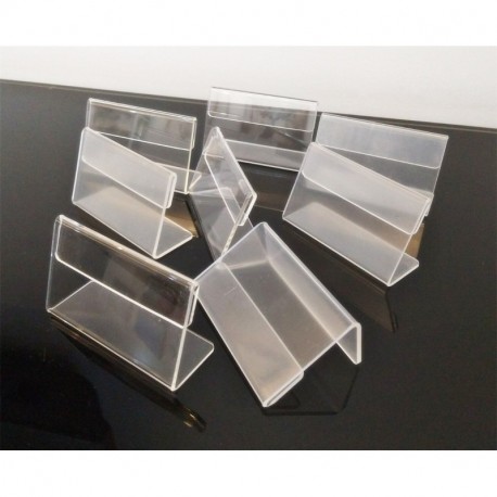 Set de 30 piezas Forma de L acrílico transparente etiqueta de precio tarjeta etiqueta soporte, mini expositor de señal, encim