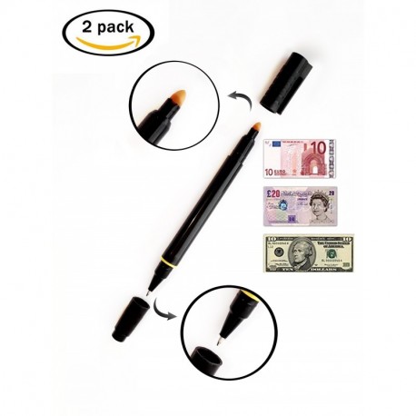 [1+1 GRATIS] Lápiz 2in1 Setproducts©: detectores de billetes falsos y bolígrafo / Indispensable [Euros / Libras / Dólares ..]