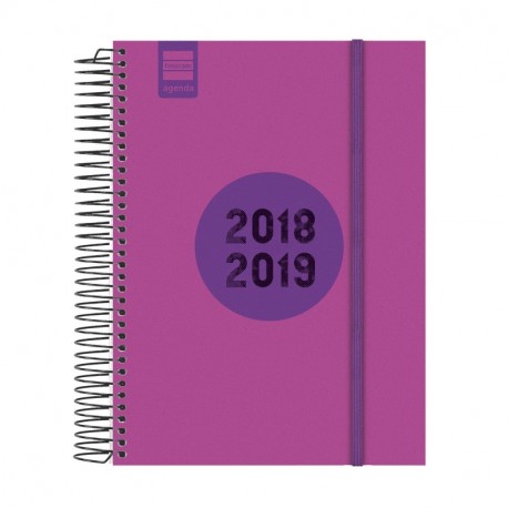 Finocam Espir Label - Agenda 2018-2019 1 día página español, 155 x 215 mm, rosa