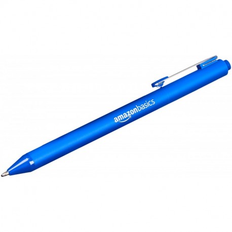AmazonBasics - Bolígrafo de punta de bola retráctil, Azul, 12 unidades