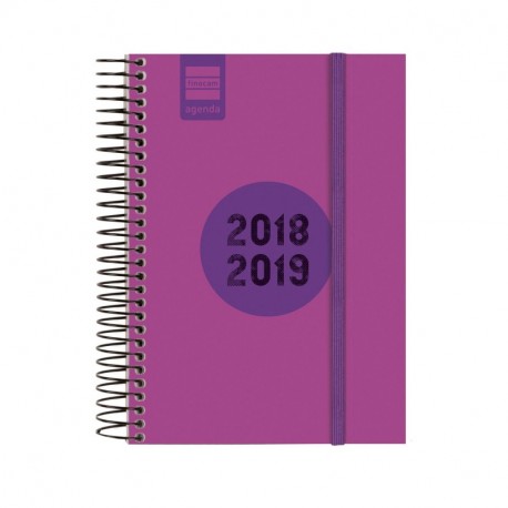 Finocam Espir Label - Agenda 2018-2019 1 día página español, 120 x 171 mm, rosa