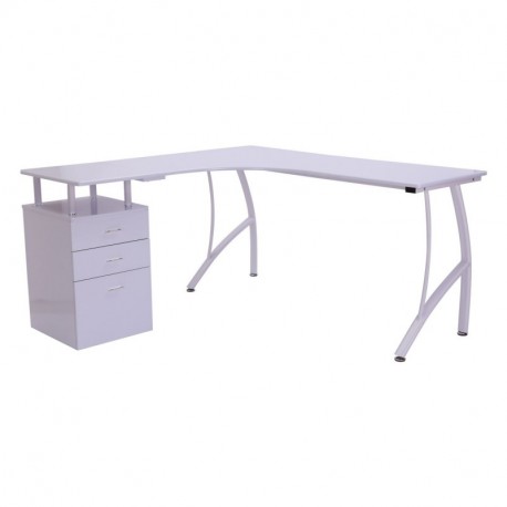 HOMCOM Mesa de PC Mesa de Ordenador Escritorio de Oficina Mesa con Cajonera para Hogar Escuela y Oficina 151.5x143.5x76cm Mad