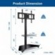 RFIVER Mobile TV Floor Stand/Carrito con estantes y Ruedas giratorias con Cerradura para la mayoría de 32 a 65 Pulgadas, TV d