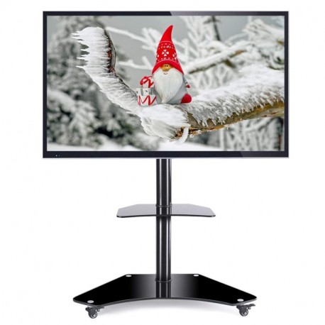 RFIVER Mobile TV Floor Stand/Carrito con estantes y Ruedas giratorias con Cerradura para la mayoría de 32 a 65 Pulgadas, TV d