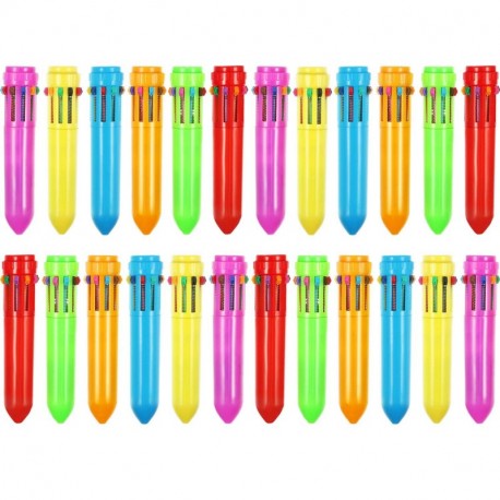 24 Piezas 10-en-1 Bolígrafos de Bola Retráctiles Bolígrafos de Multicolor Mini Plumas de Lanzadera Coloridas para Materiales 