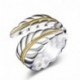 AnaZoz Anillos de Mujer Anillo Chapado en Plata Mujer Anillo Mujer Anillo Pluma Anillo Abierto Anillo Plata Oro Anillo Talla 