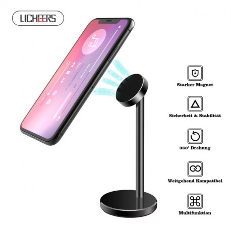 licheers Soporte para teléfono móvil magnético Funda Soporte de Mesa 360 Giratorio Soporte para iPhone X, iPhone 8 Plus, Sams