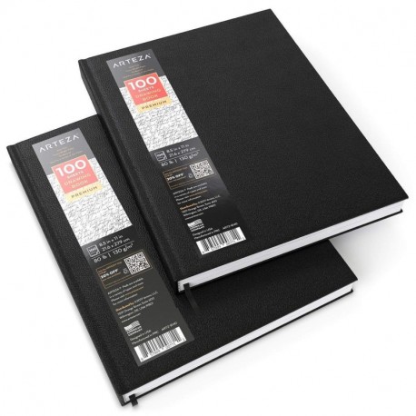 Cuadernos de tapa dura con papel de dibujo Arteza - Pack de 2 blocs de dibujo, 400 páginas de 21,6 x 27,9cm en papel grueso 