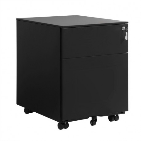 SONGMICS Mueble Archivador Metal con Cerradura Cómoda de 2 Cajones Oficina Cajonera con Ruedas, Cuerpo del Armario Premontado