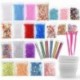 FEPITO 35 Pcs Slime Kit incluyen bolas pecera, Bolas espuma, Glitter, confeti, Contenedores almacenamiento, Herramientas lodo