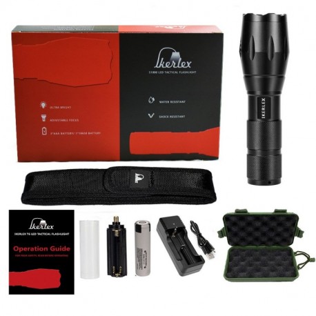 IKERLEX LED Linternas Tácticas Militares Recargables LED Antorcha Alta Potencia 1000 Lumen con 5 Modos Ajustable Portátil