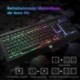 VicTsing Teclado Gaming Español USB, LED Rainbow Retroiluminación y Panel Completamente Metálico, Teclado QWERTY Español Idea