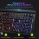 VicTsing Teclado Gaming Español USB, LED Rainbow Retroiluminación y Panel Completamente Metálico, Teclado QWERTY Español Idea